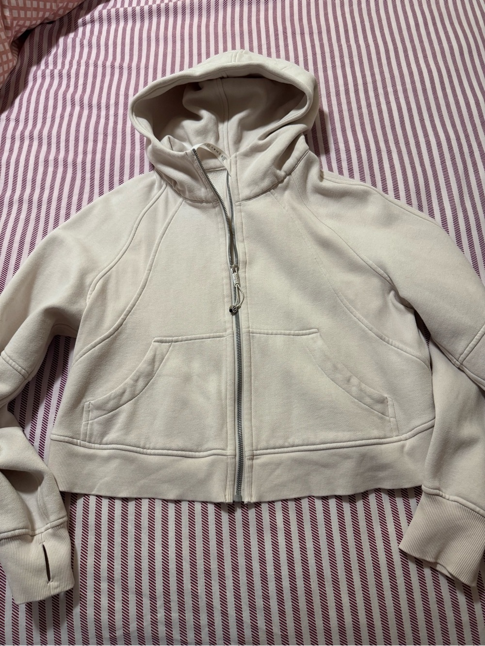 lululemon athletica full Zip sacuba Hoodie in Light Cream